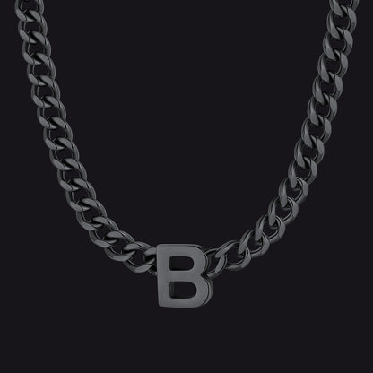 7mm Custom Initial Letter Cuban Link Chain Necklace for