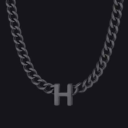 7mm Custom Initial Letter Cuban Link Chain Necklace for