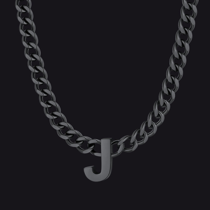 7mm Custom Initial Letter Cuban Link Chain Necklace for