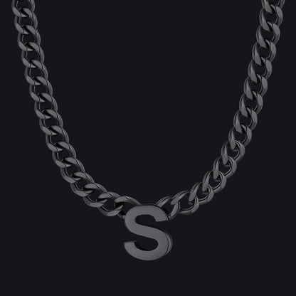 7mm Custom Initial Letter Cuban Link Chain Necklace for