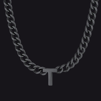 7mm Custom Initial Letter Cuban Link Chain Necklace for