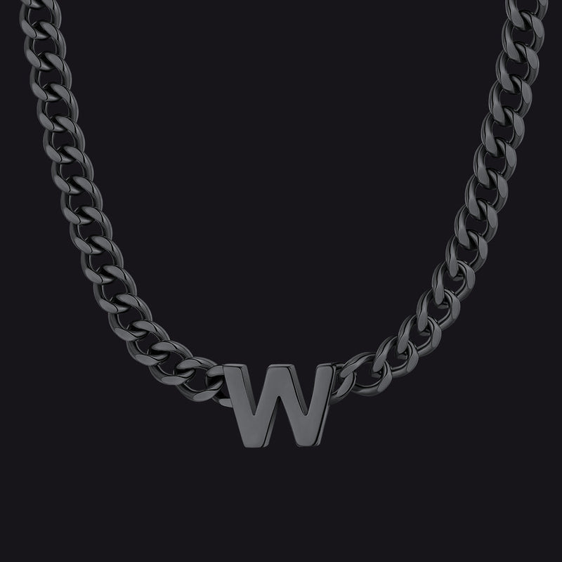 7mm Custom Initial Letter Cuban Link Chain Necklace for