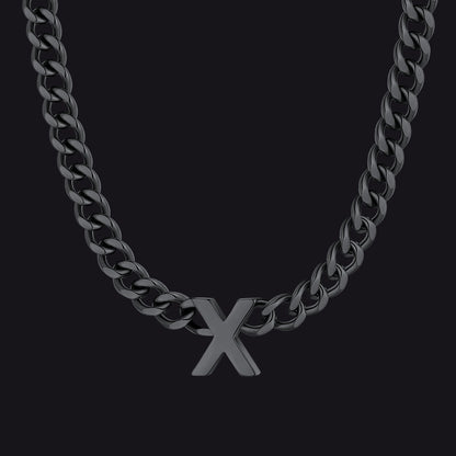7mm Custom Initial Letter Cuban Link Chain Necklace for