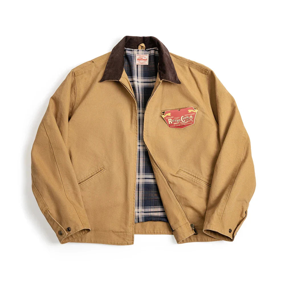 TYVANO| Handgenähte Herrenjacke aus Segeltuch im Retro-Look