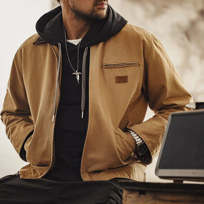 TYVANO| Handgenähte Herrenjacke aus Segeltuch im Retro-Look
