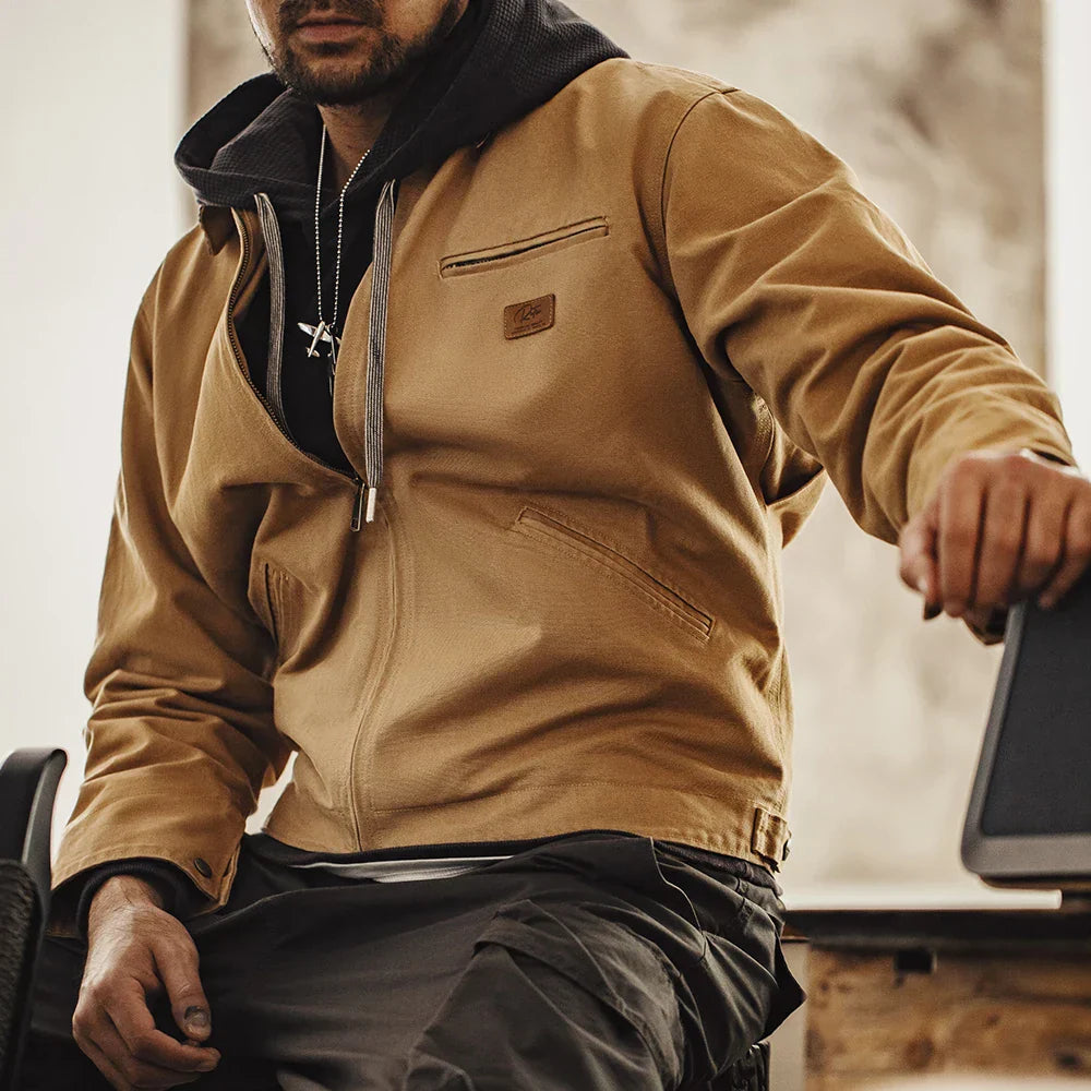 TYVANO| Handgenähte Herrenjacke aus Segeltuch im Retro-Look