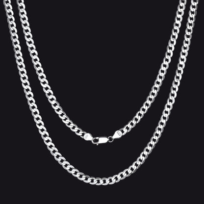 Sterling Silver Thick Curb Chain Link Necklace for