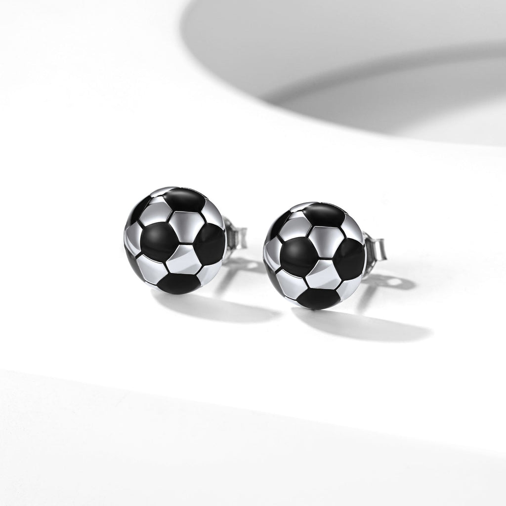 S925 Silver Sport 3d Soccer Ball Stud Earrings for Sport Fans