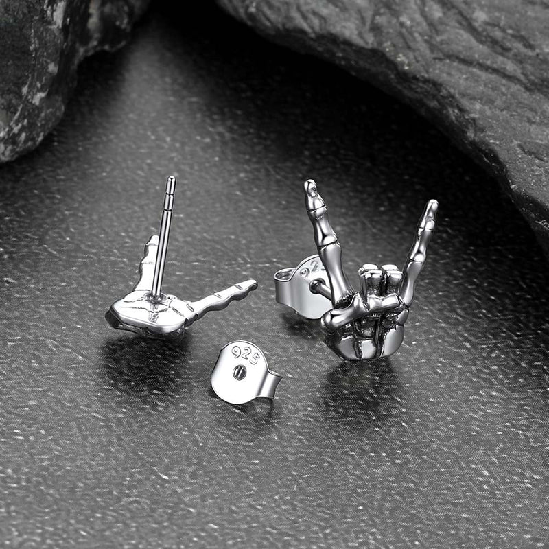 Skeleton Hand Stud Earrings for ��� 925 Sterling Silver Gothic Earrings