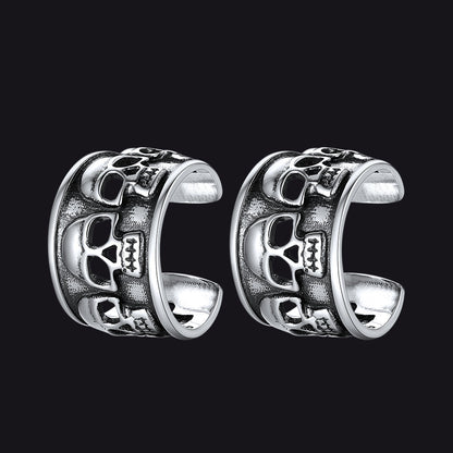 Sterling Silver Skull Ear Cuff Earrings Non-piercing for