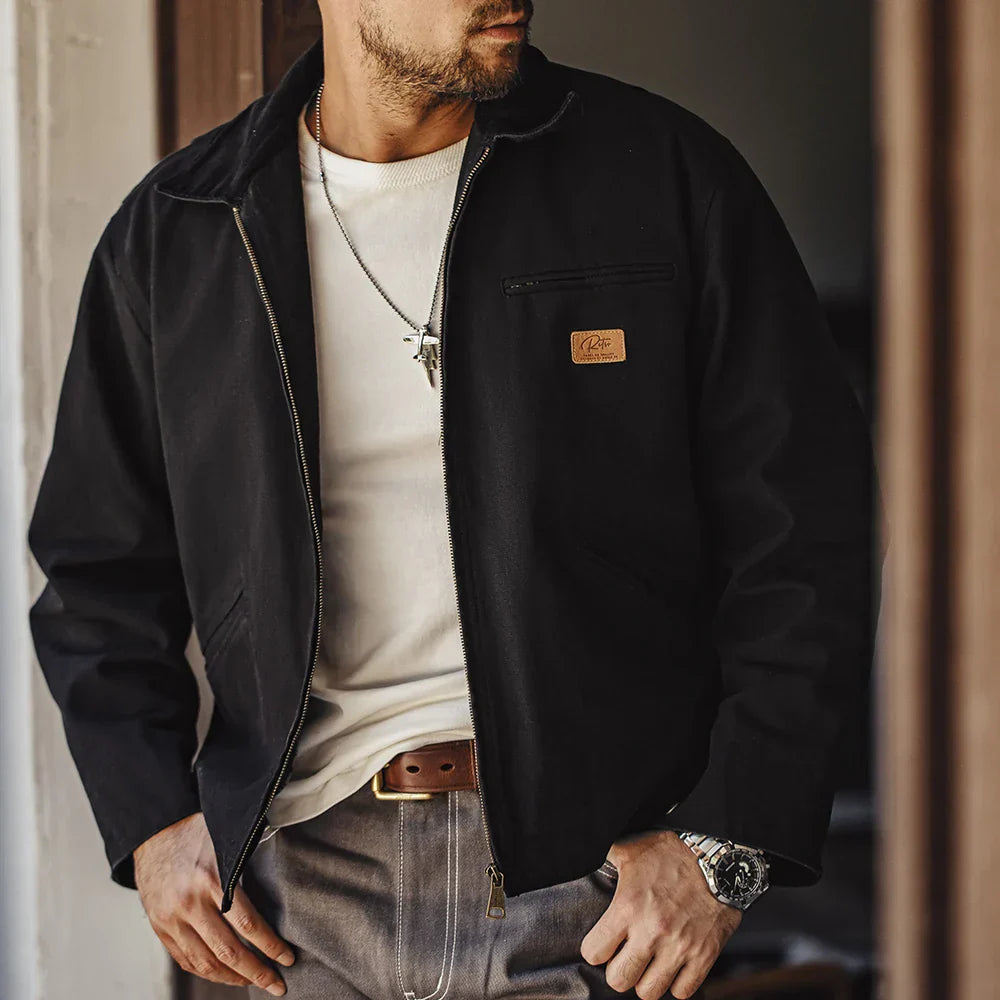 TYVANO| Handgenähte Herrenjacke aus Segeltuch im Retro-Look