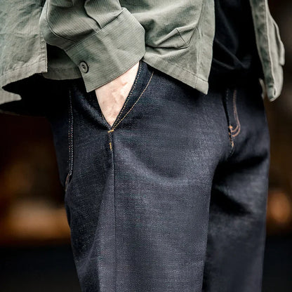 TYVANO | Vintage Selvedge Raw Denim Jeans - 13,5 oz Herrenjeans aus schwerem Baumwoll-Denim, gerade Passform, mit Reißverschluss & Taschen