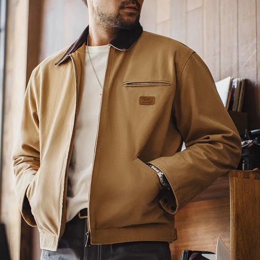 TYVANO| Handgenähte Herrenjacke aus Segeltuch im Retro-Look