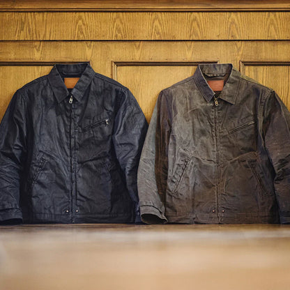 TYVANO | Vintage-Herrenjacke aus gewachstem Canvas - IV-Design mit Reißverschluss und Reverskragen, kurzer Schnitt, schlanke Passform für Frühjahr & Herbst