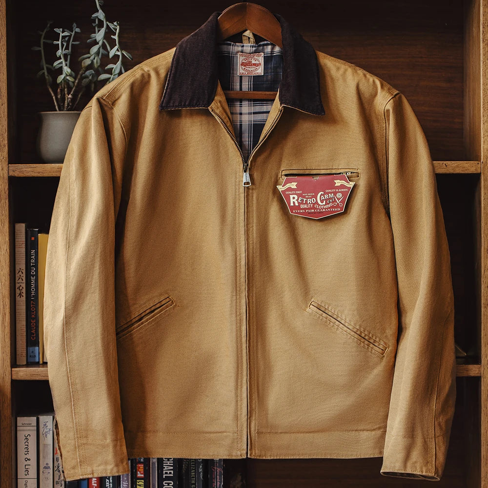 TYVANO| Handgenähte Herrenjacke aus Segeltuch im Retro-Look
