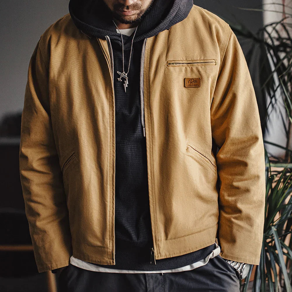 TYVANO| Handgenähte Herrenjacke aus Segeltuch im Retro-Look