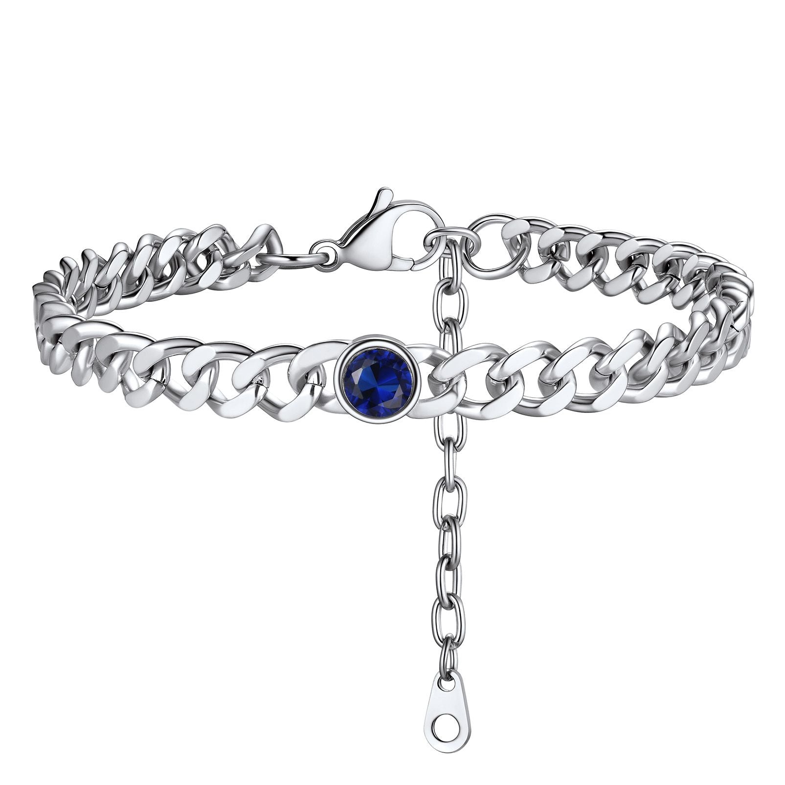 Personalized Birthstone Cuban Link Anklet for
