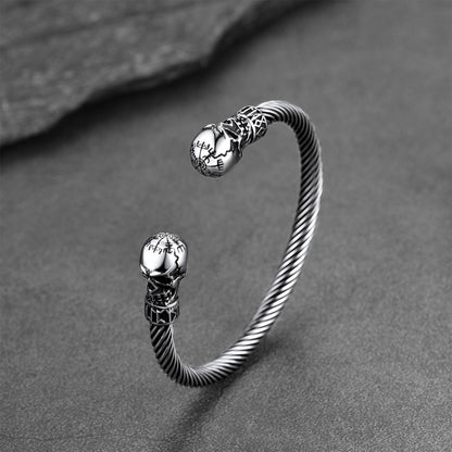 Viking Skull Cuff Bracelet Adjustable Bangle for