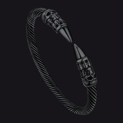 Gothic Punk Skull Open Cuff Bangle Bracelet for