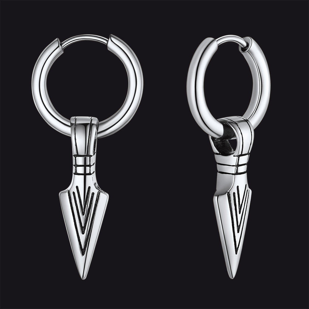 Viking Earrings for ��� Arrowhead Spear Gungnir Drop Hoop Earrings