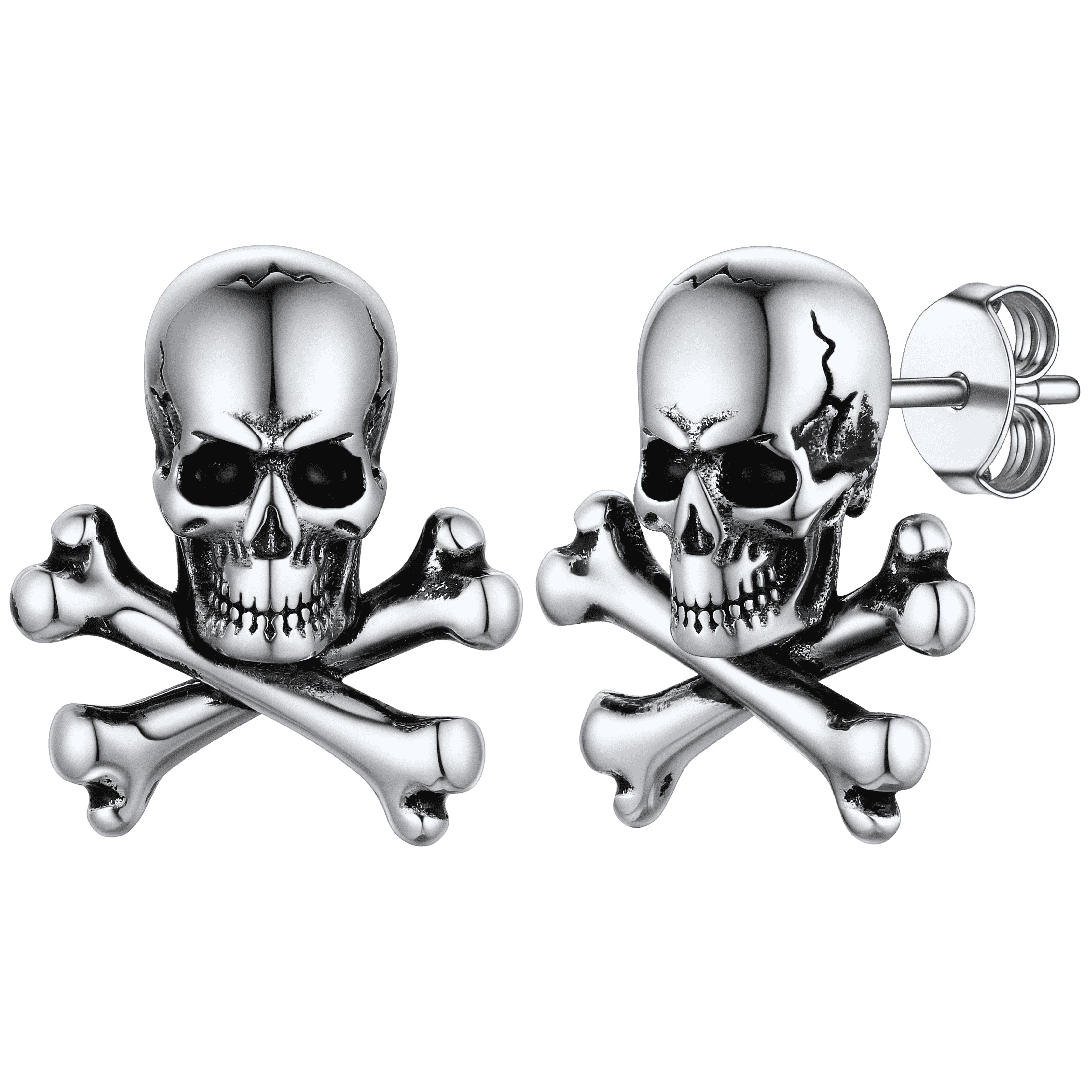 Punk Skull Crossbones Stud Earrings for