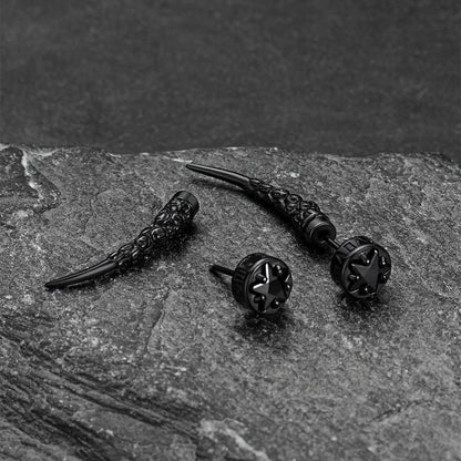Viking Rune Fang Stud Earrings for ��� Nordic Star Cz Earrings