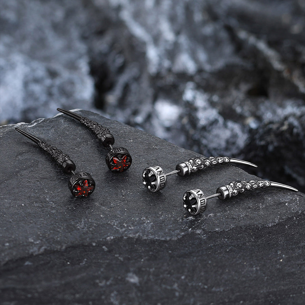 Viking Rune Fang Stud Earrings for ��� Nordic Star Cz Earrings