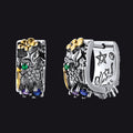 Punk Graffiti Joker Star Square Hoop Earrings With Crystals for
