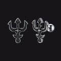 Greek Poseidon Trident Cross Stud Earrings for