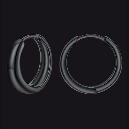 Simple Sterling Silver Thick Huggie Hoop Earrings for