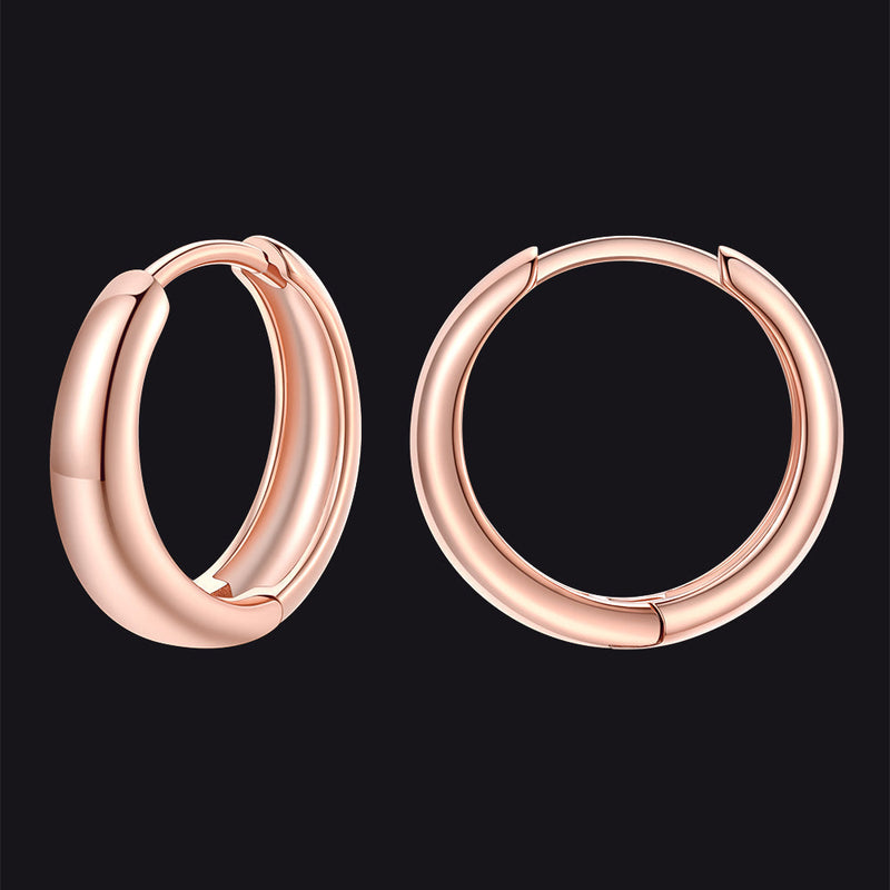 Simple Sterling Silver Thick Huggie Hoop Earrings for