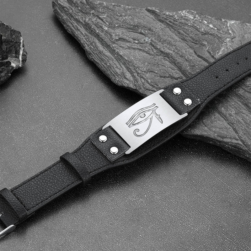 Egyptian Horus Eye Leather Bracelet Wristband for Son