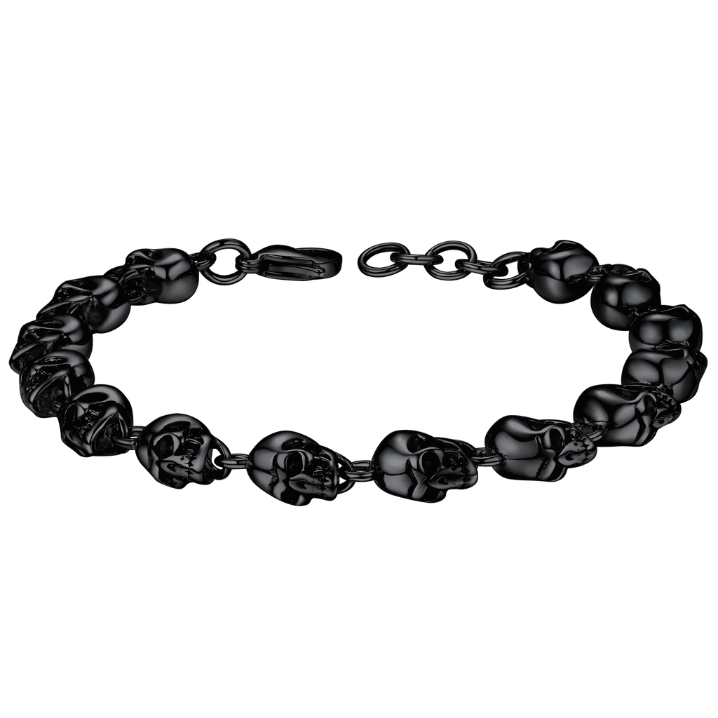 Gothic Linked Chain Skull Bracelet for