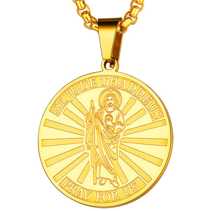 Religious Saint Jude Medal Necklace for