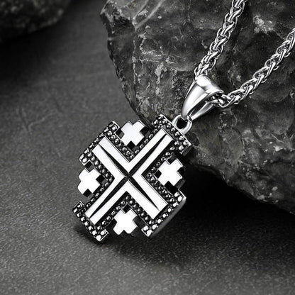 Religious Jerusalem Cross Necklace Stainless Steel