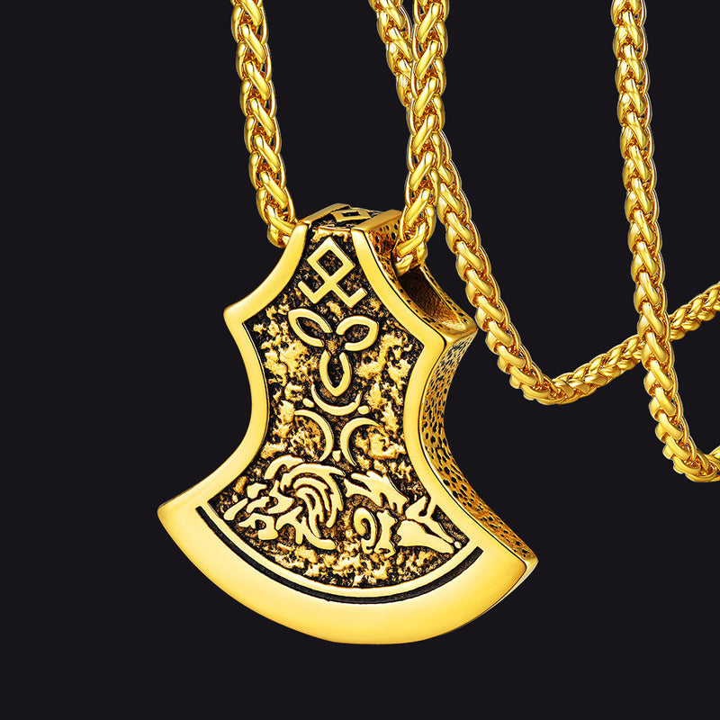 Flash Battle Axe Viking Celtic Knot Necklace for