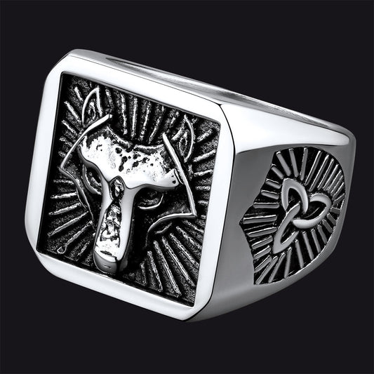 Norse Viking Wolf Signet Ring for