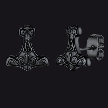 Viking Thor's Hammer Stud Earrings Amulet Jewelry for