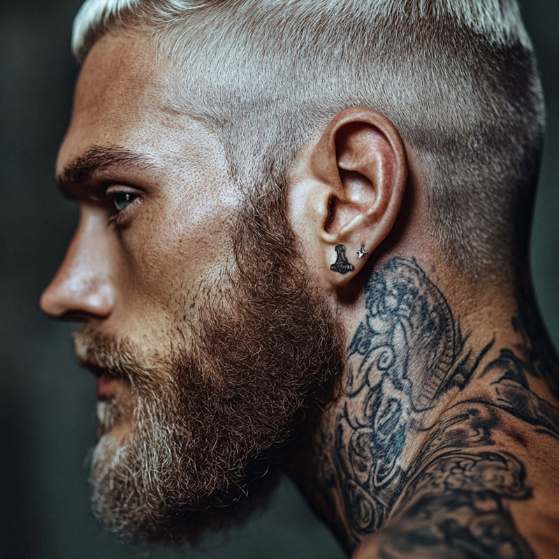 Viking Thor's Hammer Stud Earrings Amulet Jewelry for