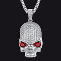 Halloween Gothic Skull Diamond Necklace With Red Eye for