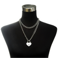 Aesthetic Chain Necklace With Lock in Form Heart / Gothic Emo Grunge Pendants