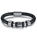 Black Leather Masonic Bracelet / Stainless Steel Magnet Bangle / and Jewelry