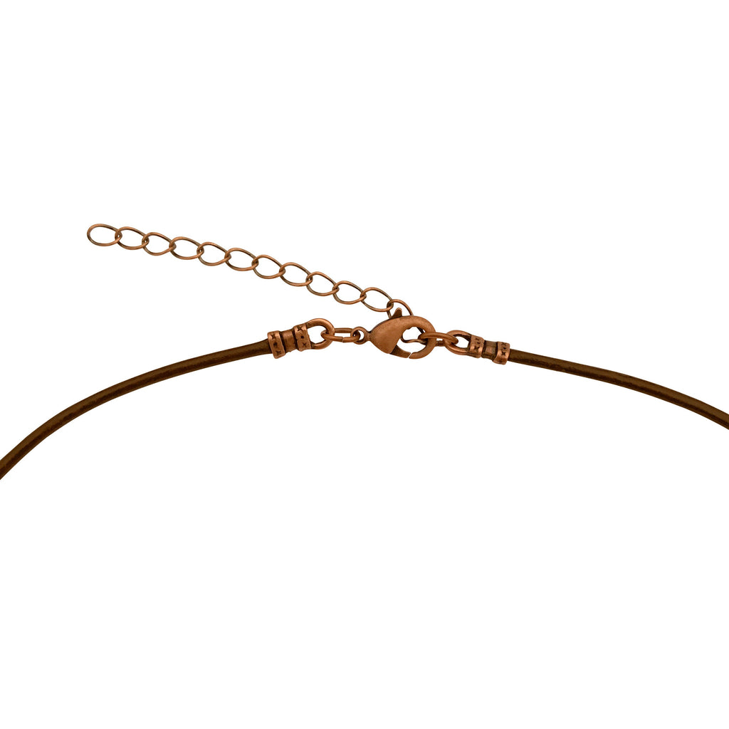 Dragonweave Pentagram Circle Charm Necklace and Earring Set, Antique Copper Brown Leather Choker and Leverback Earrings