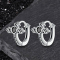 Budded Cross Heart Zircon Sterling Silver Earrings