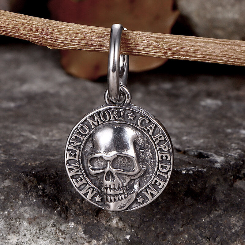 Carpe Diem Skull Stainless Steel Earrings