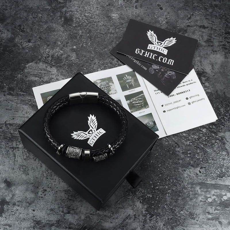 Celtic Knot and Viking Compass Stainless Steel Bracelet