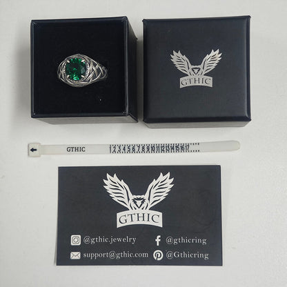 Celtic Knot Viking Rune Zircon Sterling Silver Ring