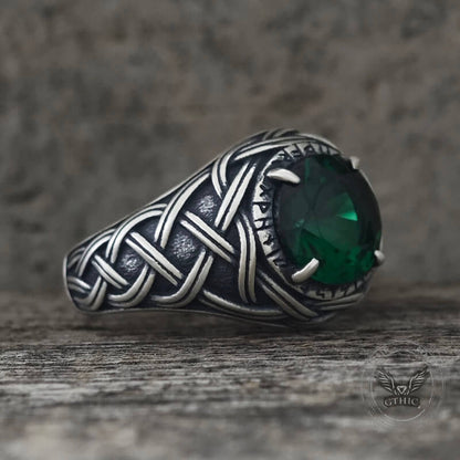 Celtic Knot Viking Rune Zircon Sterling Silver Ring