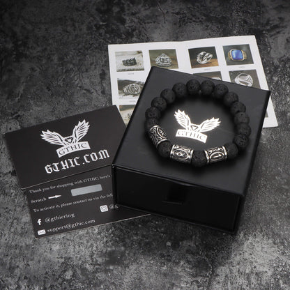Celtic Knot Volcanic Rock Stainless Steel Bracelet