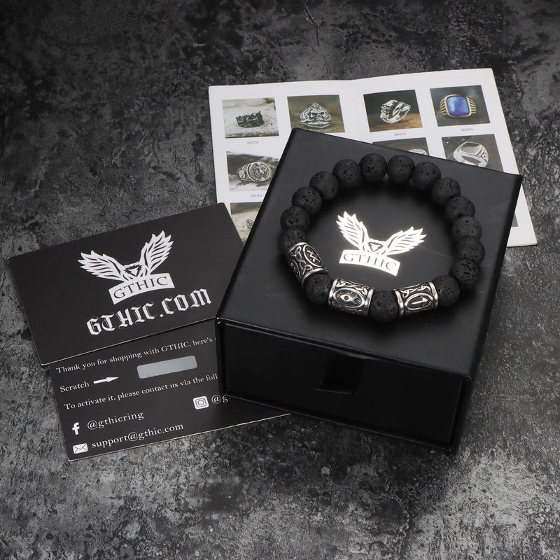 Celtic Knot Volcanic Rock Stainless Steel Bracelet